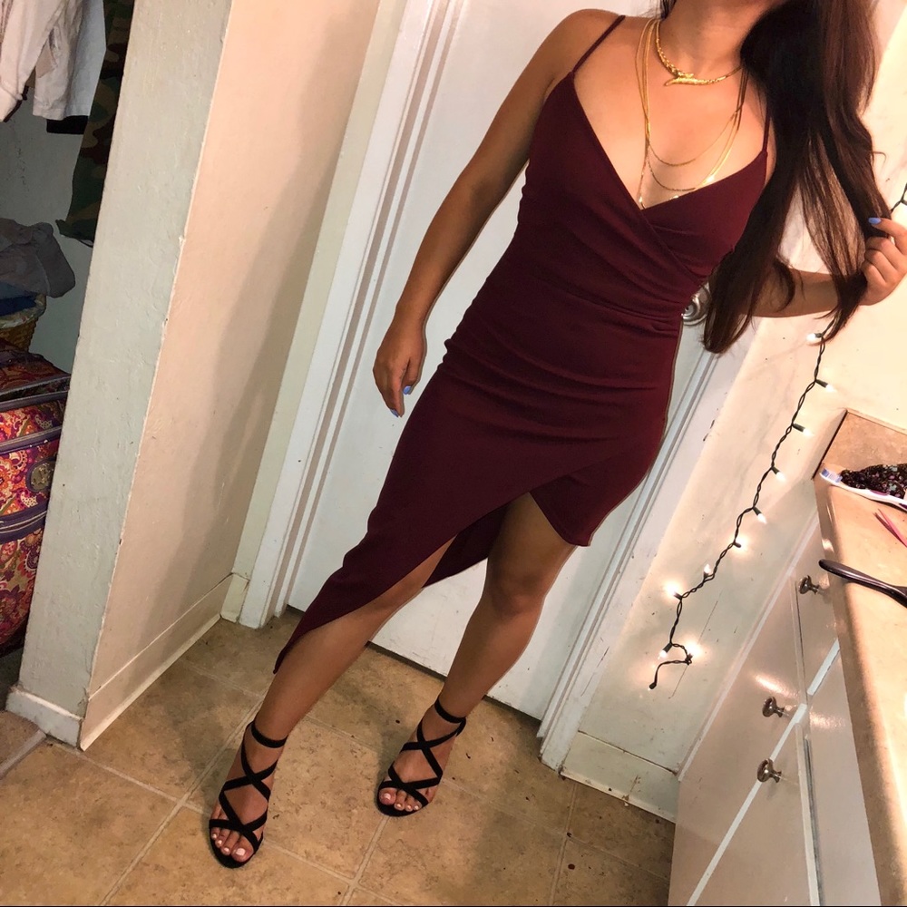 Asymmetrical Leg Slit Dress